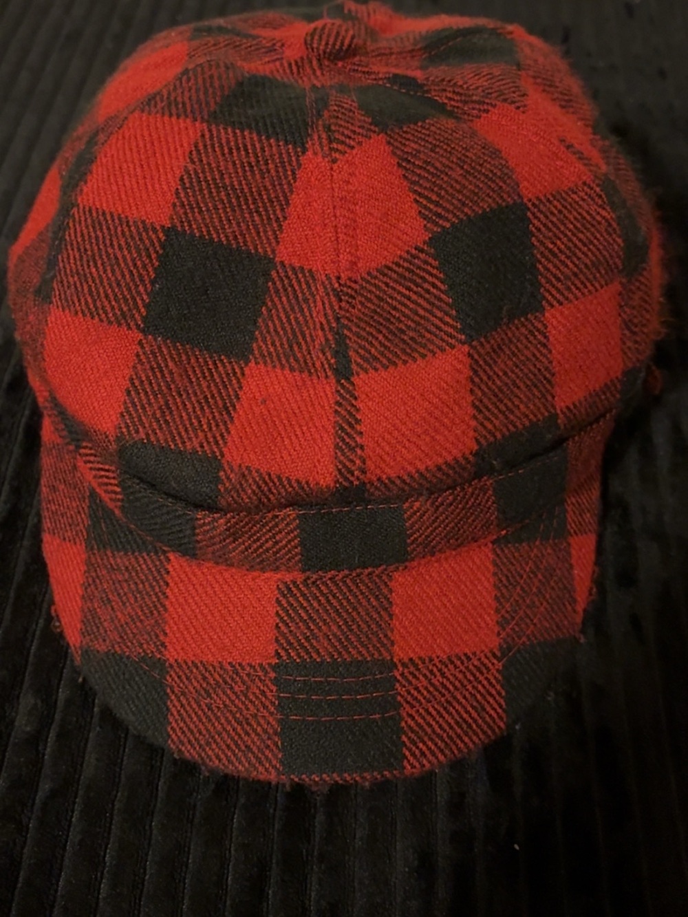 Forever 21 Red and Black Plaid Baker Boy Cap